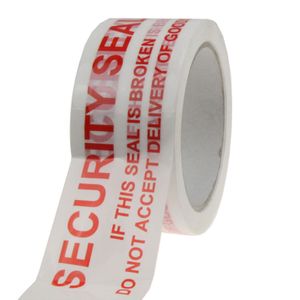 PP tape  SECURITY  50 mm x 66 mtr wit/rood