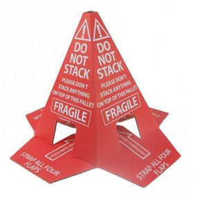 Anti-stapel pallethoedjes rood/wit "Do Not Stack" Zelfklevend 4x